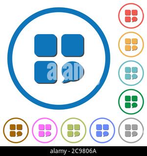 Message component flat color vector icons with shadows in round outlines on white background Stock Vector
