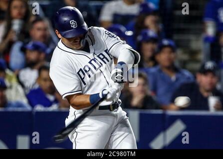 Christian Villanueva, durante el partido de beisbol de los Dodgers de Los Angeles contra Padres de San Diego, durante el primer juego de la serie las Ligas Mayores del Beisbol en Monterrey, Mexico el 4 de Mayo 2018.(Photo: Luis Gutierrez) Stock Photo