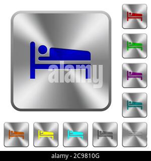 Sleeping man engraved icons on rounded square glossy steel buttons Stock Vector