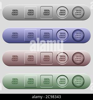 Servers icons on rounded horizontal menu bars in different colors and button styles Stock Vector