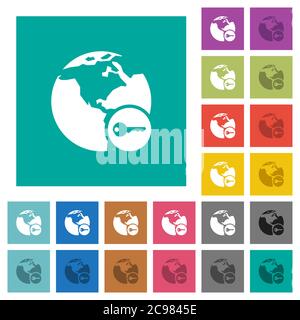 Secure internet surfing multi colored flat icons on plain square backgrounds. Included white and darker icon variations for hover or active effects. Stock Vector
