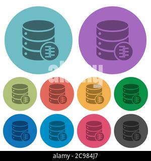 Database compress data darker flat icons on color round background Stock Vector