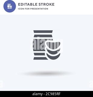 Chips icon vector, filled flat sign, solid pictogram isolated on white, logo illustration. Chips icon for presentation. Stock Vector