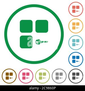Secure component flat color icons in round outlines on white background Stock Vector