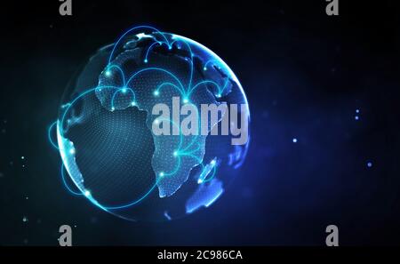 Blockchain technology background. Cryptocurrency fintech block chain network and programming concept. Abstract Segwit. Stock Photo