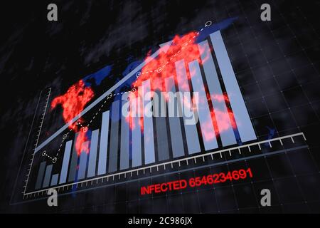 Rising blue bar graph following the arrow on a background of a dotted ...