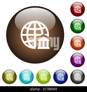 Internet banking white icons on round color glass buttons Stock Vector