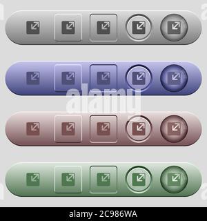 Resize window icons on rounded horizontal menu bars in different colors and button styles Stock Vector