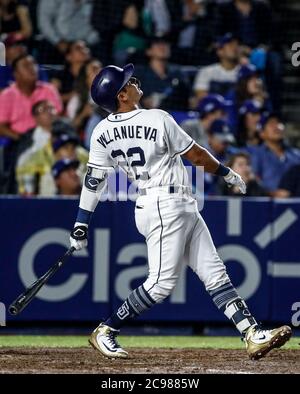 Christian Villanueva, durante el partido de beisbol de los Dodgers de Los Angeles contra Padres de San Diego, durante el primer juego de la serie las Ligas Mayores del Beisbol en Monterrey, Mexico el 4 de Mayo 2018.(Photo: Luis Gutierrez) Stock Photo