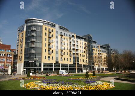 flats and apartments, Queens Court, kingston upon Hull, Stock Photo