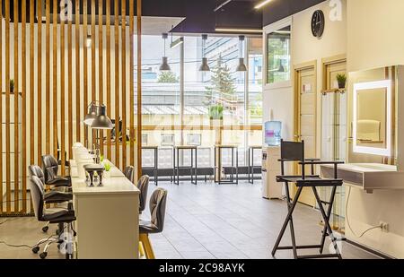 Concept of modern interior design for hairdressers and nail artists Stock Photo