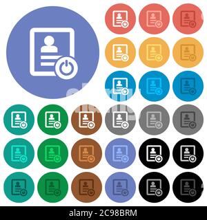 Exit from contact list multi colored flat icons on round backgrounds. Included white, light and dark icon variations for hover and active status effec Stock Vector