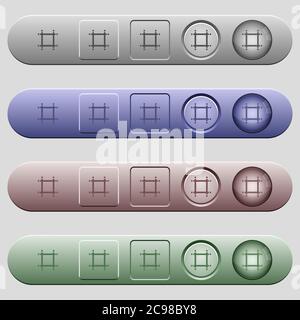 Adjust canvas size icons on rounded horizontal menu bars in different colors and button styles Stock Vector