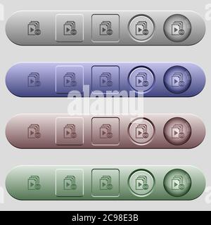 Link playlist icons on rounded horizontal menu bars in different colors and button styles Stock Vector