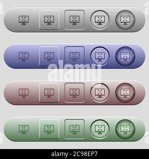 Change to fullscreen view icons on rounded horizontal menu bars in different colors and button styles Stock Vector