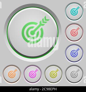Target table with arrow color icons on sunk push buttons Stock Vector