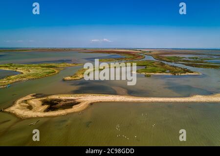 Aerial View of delta of the river Axios, in northern Greece Stock Photo