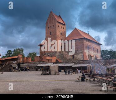 Inner courtyard of the Trakai Island Castle, Trakai, Lithuania, on an island in Lake Galve. Built in the 14th c. it was was one of the main centers of Stock Photo