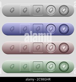 Tags icons on rounded horizontal menu bars in different colors and button styles Stock Vector