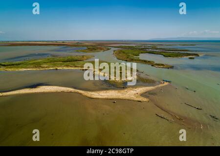 Aerial View of delta of the river Axios, in northern Greece Stock Photo