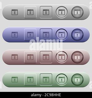 Waiting application icons on rounded horizontal menu bars in different colors and button styles Stock Vector