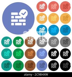 Active firewall multi colored flat icons on round backgrounds. Included white, light and dark icon variations for hover and active status effects, and Stock Vector