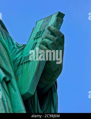 Statue of Liberty Liberty Island New York NY 2013 Detail of constitution Stock Photo