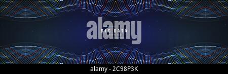 Big data visualization. Background 3d .Big data connection background. Cyber technology Ai tech wire network futuristic wireframe data visualisation Stock Vector