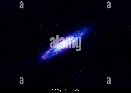 Blue galaxy with stars. Elements of this image were furnished by NASA. Stock Photo