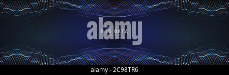 Big data visualization. Background 3d .Big data connection background. Cyber technology Ai tech wire network futuristic wireframe data visualisation Stock Vector