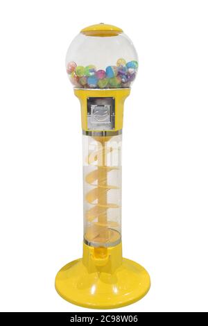 Toy Vending Machines or Antique Petite Gumball Machine on white background with Clipping path.