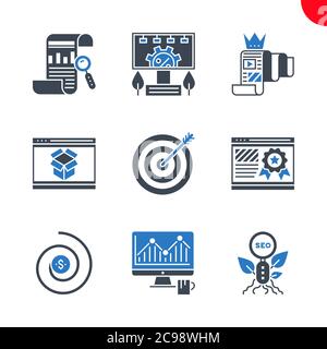 Seo and web opimization icons set Stock Vector