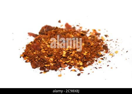 Thai chilli powder on white background. Stock Photo