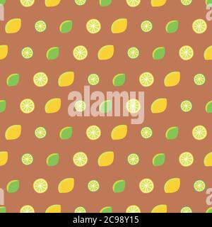 lemons and limes seamless vector pattern Stock Vector