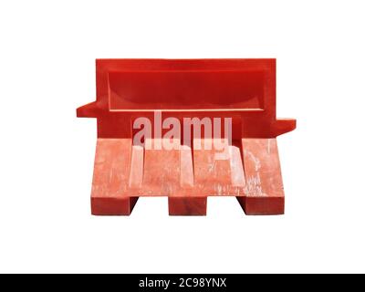 Orange PVC Traffic Barrier or Road Barrier isolated on white background with Clipping path. Stock Photo