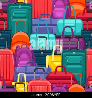 Seamless pattern with travel suitcases and bags. Stock Vector