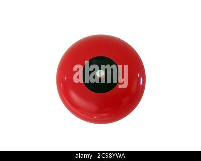 Red Alarm Bell isolated on white background with clipping path Stock Photo
