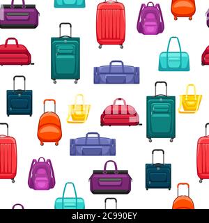Seamless pattern with travel suitcases and bags. Stock Vector