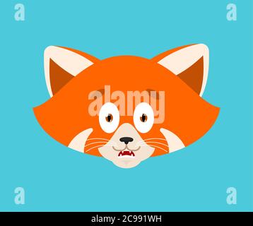 Red panda scared OMG avatar emotion. Wild animal Oh my God emoji. Frightened beast. Vector illustration Stock Vector