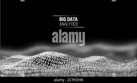 Big Data Analytics black technology background. Coding and programming. Internet technology background. Web storage black digital backdrop Stock Vector