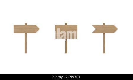 Wood sign boards set isolated on white background with clipping path ...