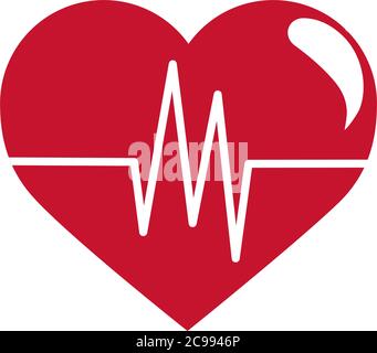 breathing and alive sign red love heart healthy linear style icon ...