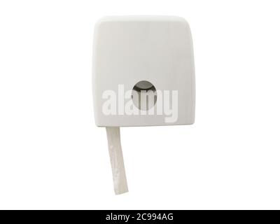 Isolated White Tissue Holder Toilet Paper Rack Toilet roll Box on white background. Stock Photo