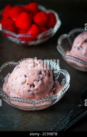 Chocolate Raspberry Ice Cream Stock Photo