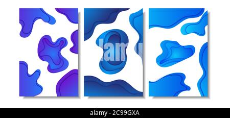 Abstract colorful papercut background set design for poster, cover, flyer, presentation template. Stock Vector
