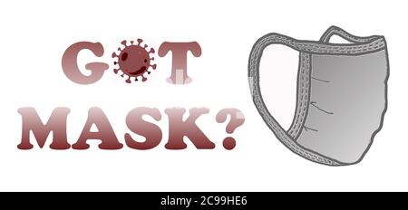 Banner graphic with illustration of face mask with text reading 'GOT MASK?', concept for public health, safety, coronavirus, COVID-19, stop the spread Stock Photo