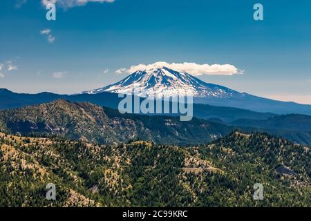 Mount Adams viewed from the Windy Ridge area of Mount St. Helens National Volcanic Monument, in the blast zone, Gifford Pinchot National Forest, Washi Stock Photo