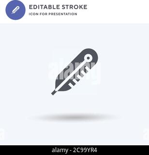 Thermometer icon vector, filled flat sign, solid pictogram isolated on white, logo illustration. Thermometer icon for presentation. Stock Vector