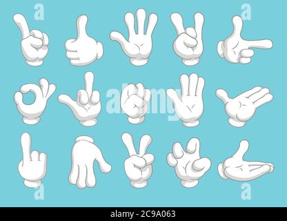 Cartoon gloved arms icons. Hands symbols collection. Vector illustration. Stock Vector