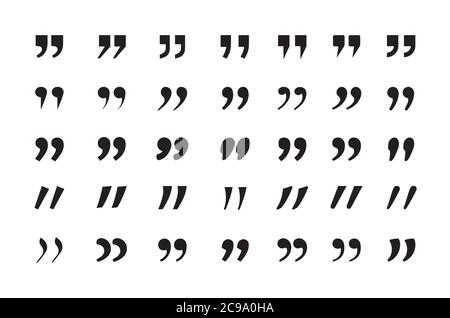 Quotes icon set. Quotation marking speech punctuation excerpt commas double comma. Vector flat style quotes signs illustration. Stock Vector